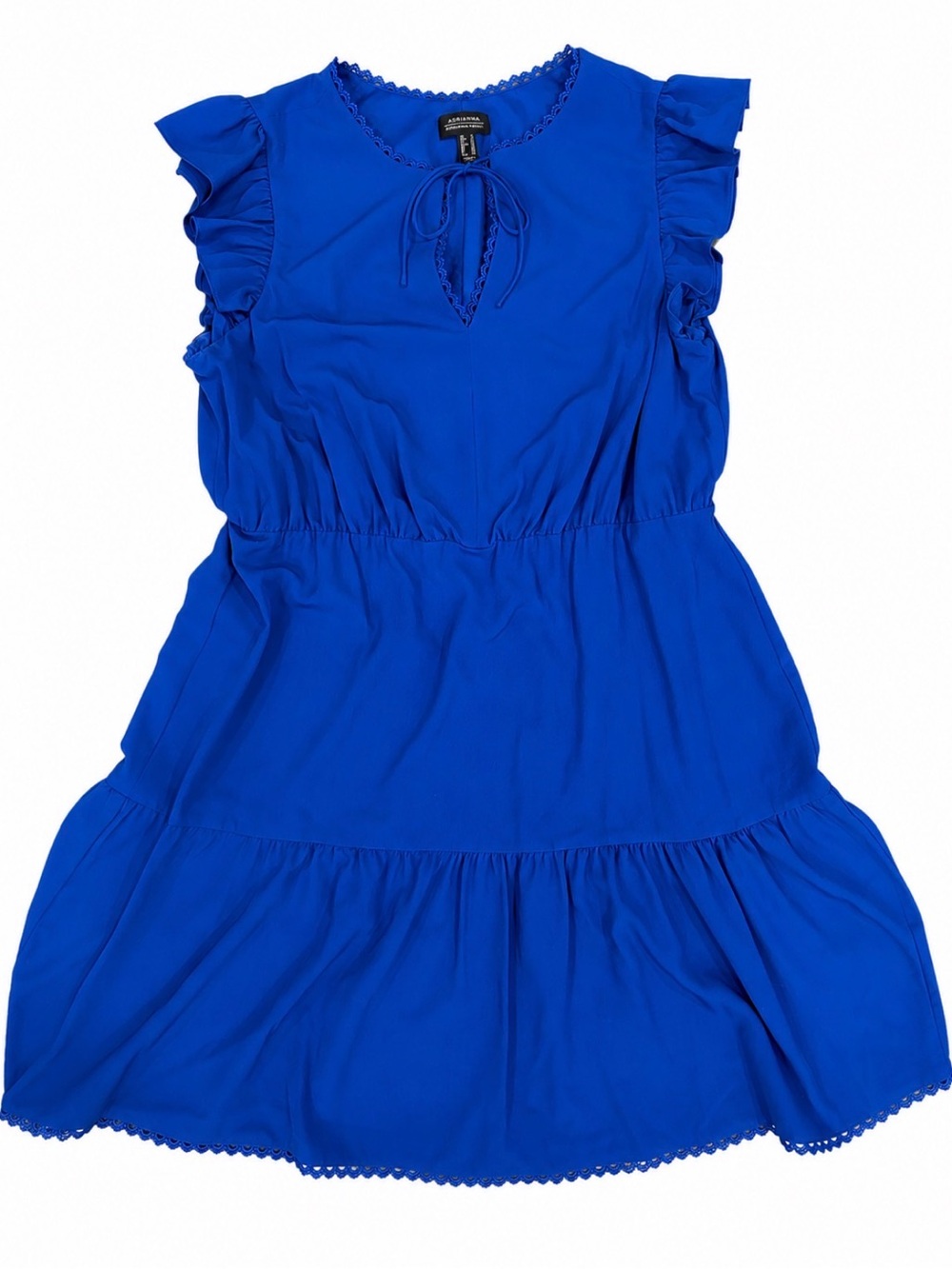Adrianna Papell Royal Blue Midi Dress with Ruffle Sleeves